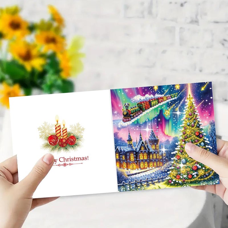 6 Pcs Diamond Art Christmas Greeting Cards - Handmade DIY Creative Kit for Stress Relief, Art Creation & Unique Gift, Relaxing Craft Activity for Family & Friends (Style A) - Image 4